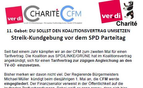 CFM-Streikende mobilisieren zu Protest gegen Berliner SPD