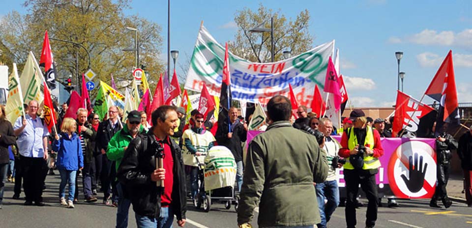 Demonstration für das Streikrecht