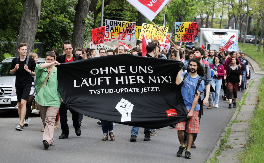 Studentische Beschäftigte demonstrieren in Dahlem: Der Druck an der Basis wird größer [mit Videos]