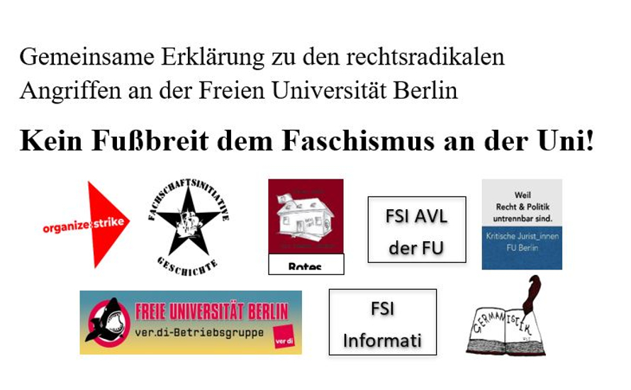 Hochschulgruppen stellen sich gegen rechsradikalen Angriffe an der FU