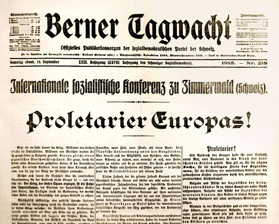 100-Jähriges Jubiläum: die Zimmerwalder Konferenz