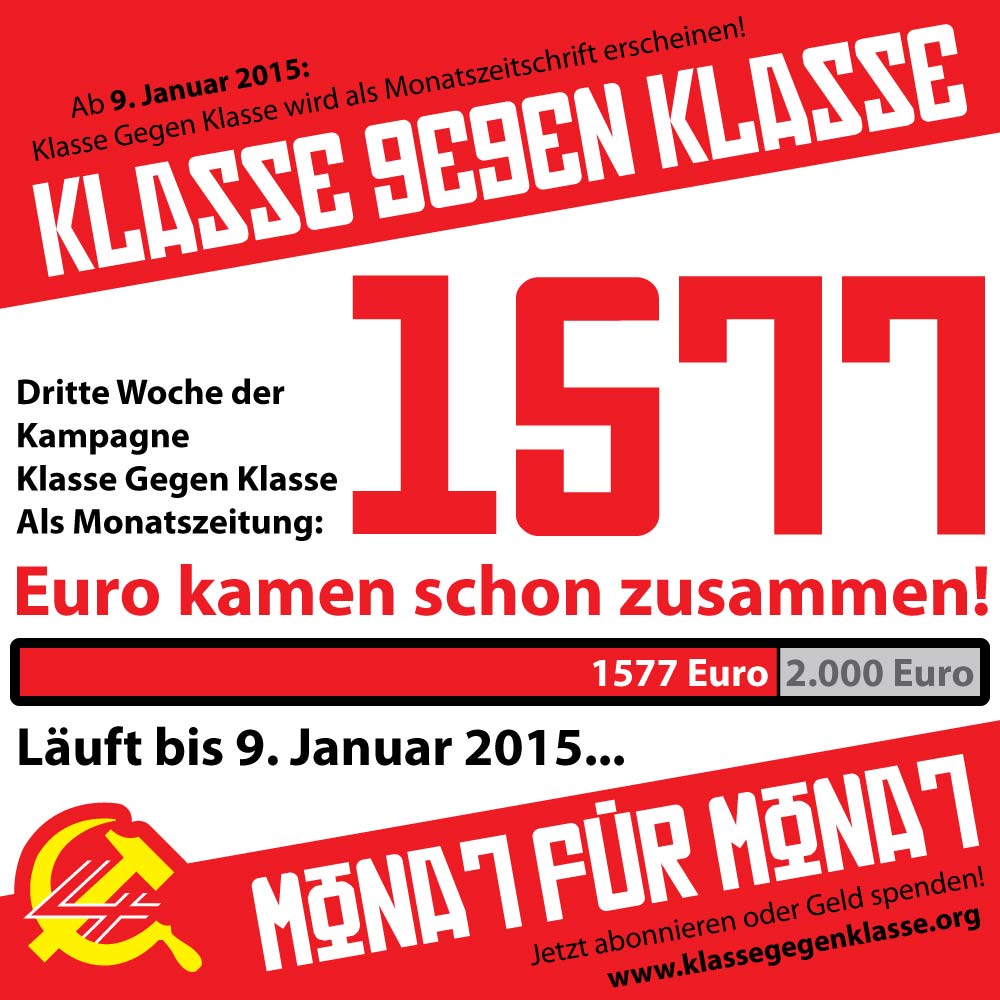 Klasse Gegen Klasse wird Monatszeitschrift: Dritte Woche der Kampagne
