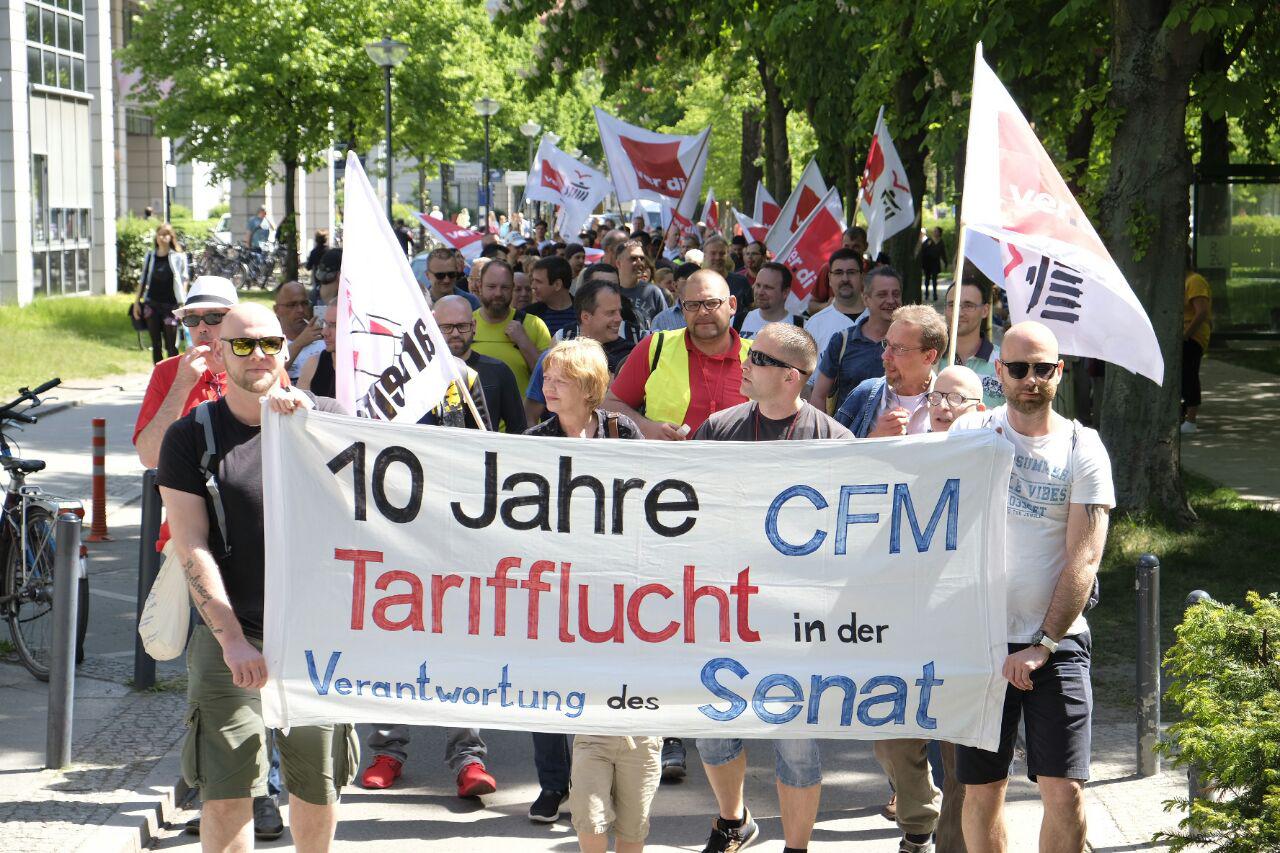 150 Menschen beim ersten Streiktag an der Charité Facility Management