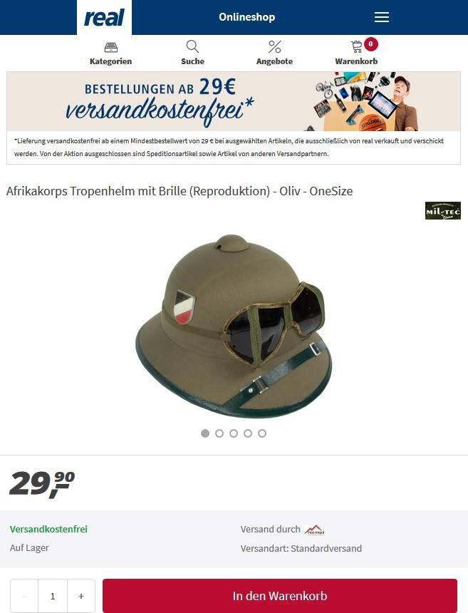 Supermarktkette Real verkauft Wehrmachts-Fanartikel